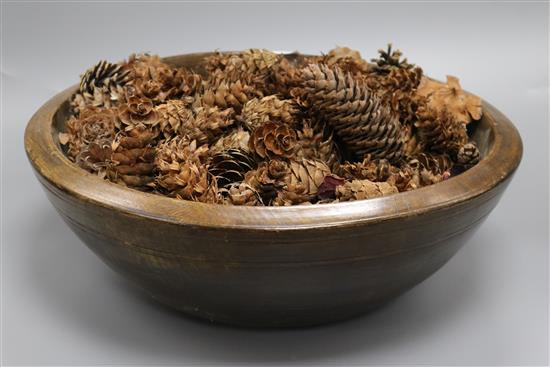 A turned and carved sycamore bowl, 39cm